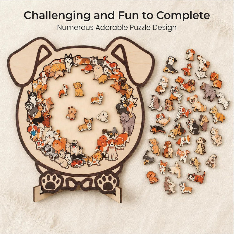 Wooden Dog Puzzle with Stand