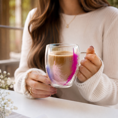 Double-Wall Glass Feather Mug