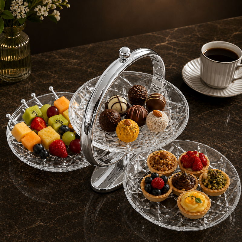 3 Layer Crystal Serving Stand