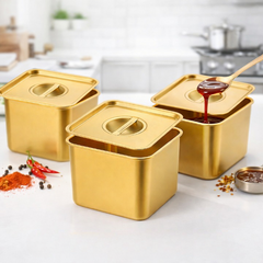 Golden Stainless Steel Container with Lid