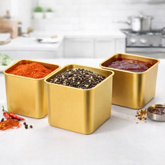 Golden Stainless Steel Container with Lid