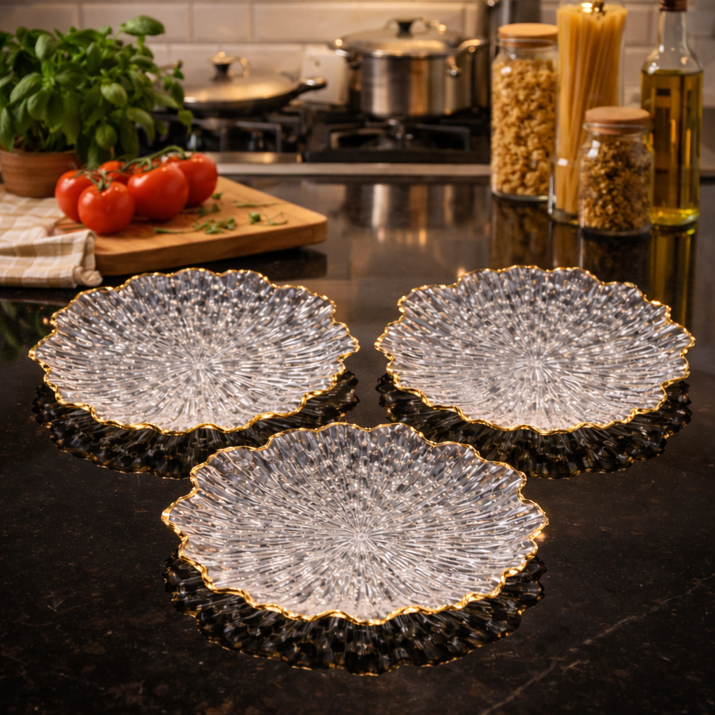 Crystal Glass Serving Plates(Small size) – Crystal-clear glass