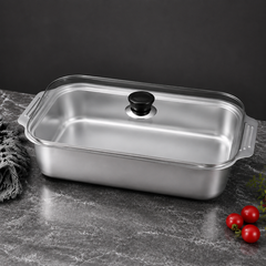 Premium Steel Food Tray with Lid(40 cm)