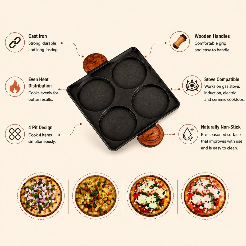 4 Pit Cast Iron Square Pan