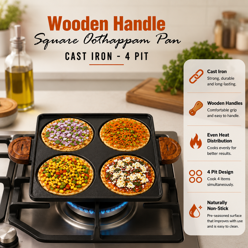 4 Pit Cast Iron Square Pan