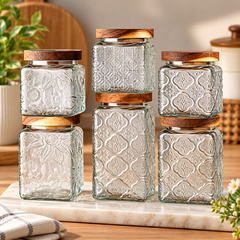 Wooden Lid Glass Storage Jar