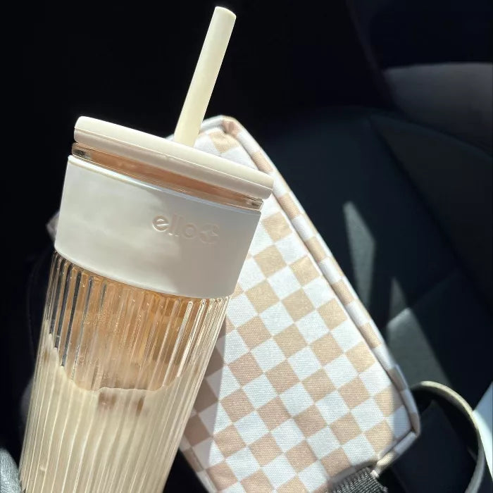 Glass Tumbler with Straw