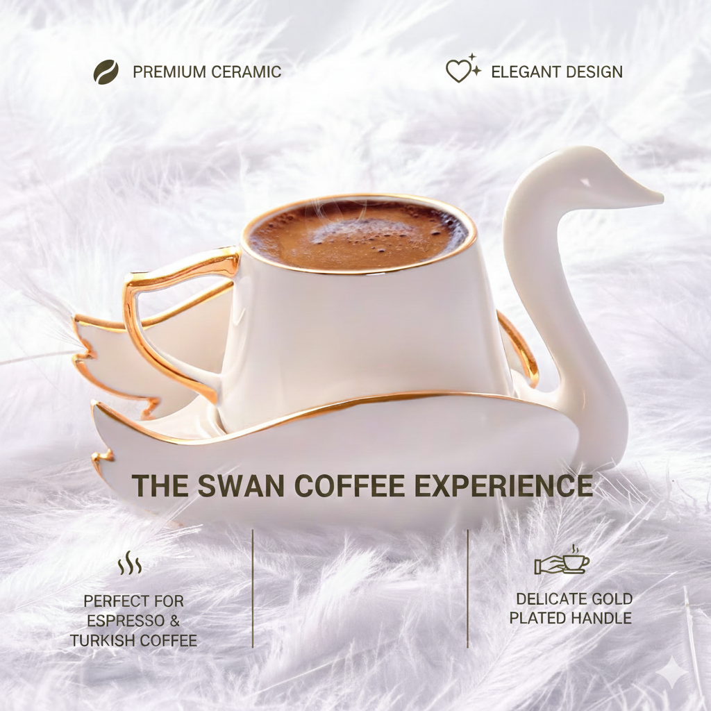 Elegant Swan Cup Set – Gold-Plated Accents