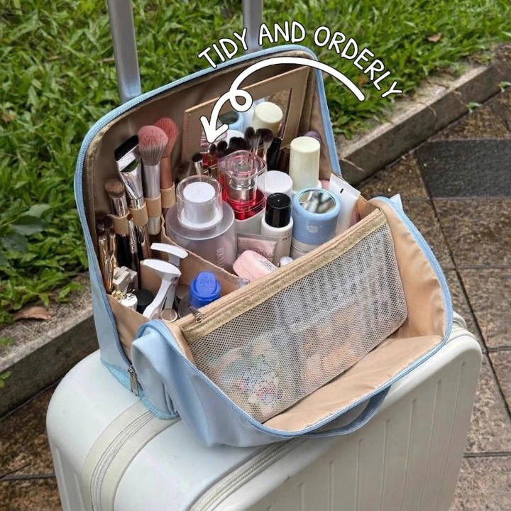 Cosmetic Organizer Bag With Mirror