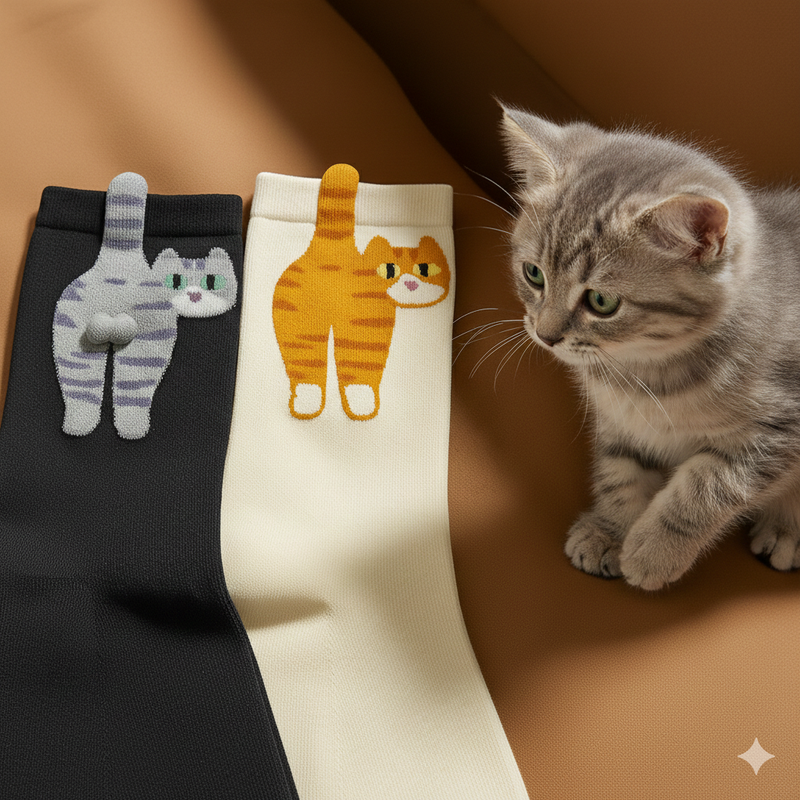 3D Cat Balls Sock