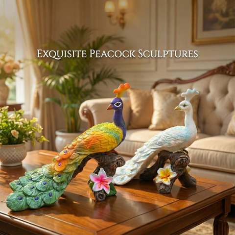 Twin Peacock Showpiece
