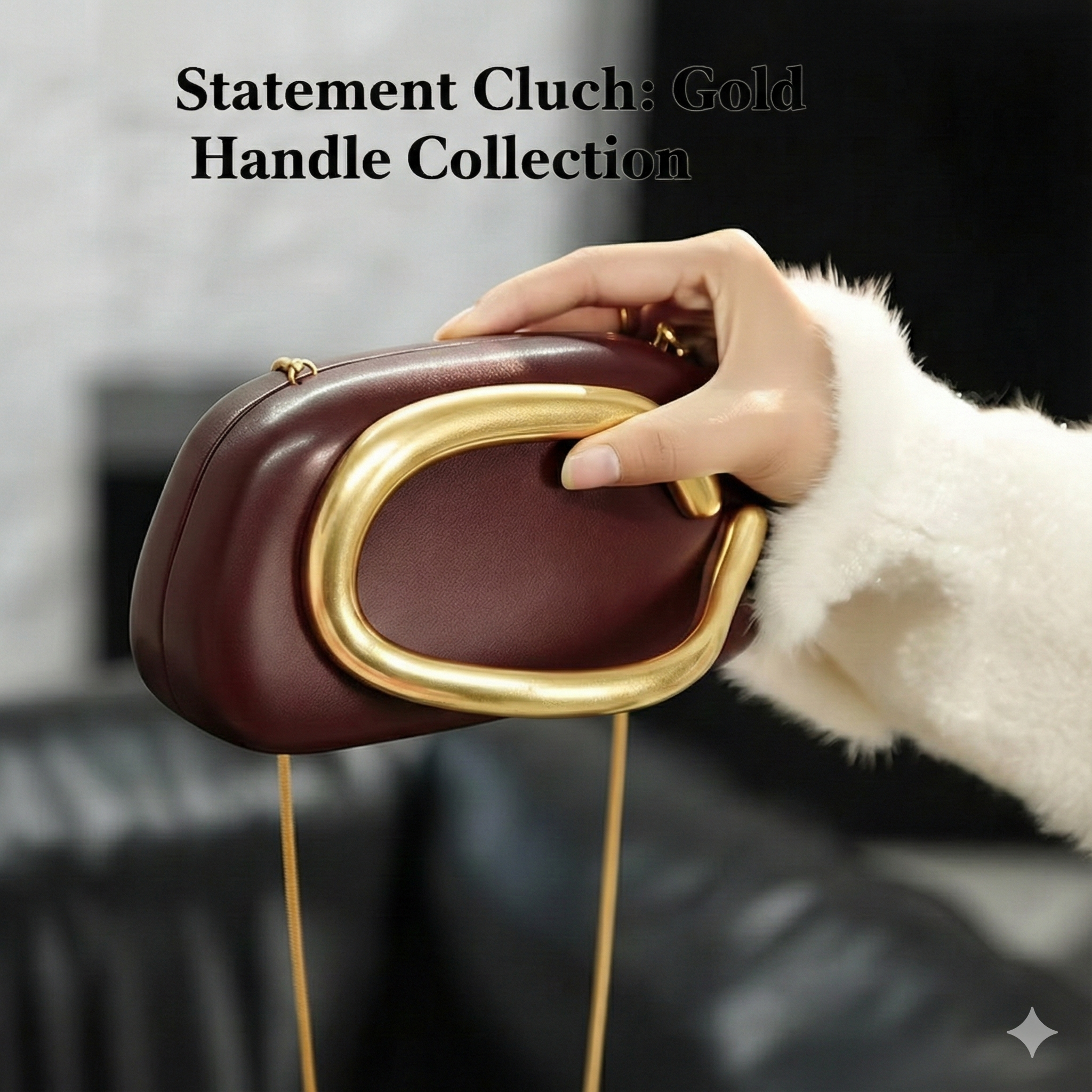 Gold Closure Box Clutch – Chic Minimalism