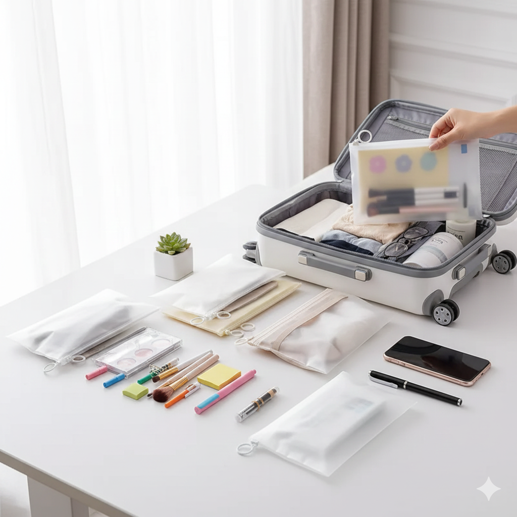 Transparent Storage Pouches – TSA-compliant clear design
