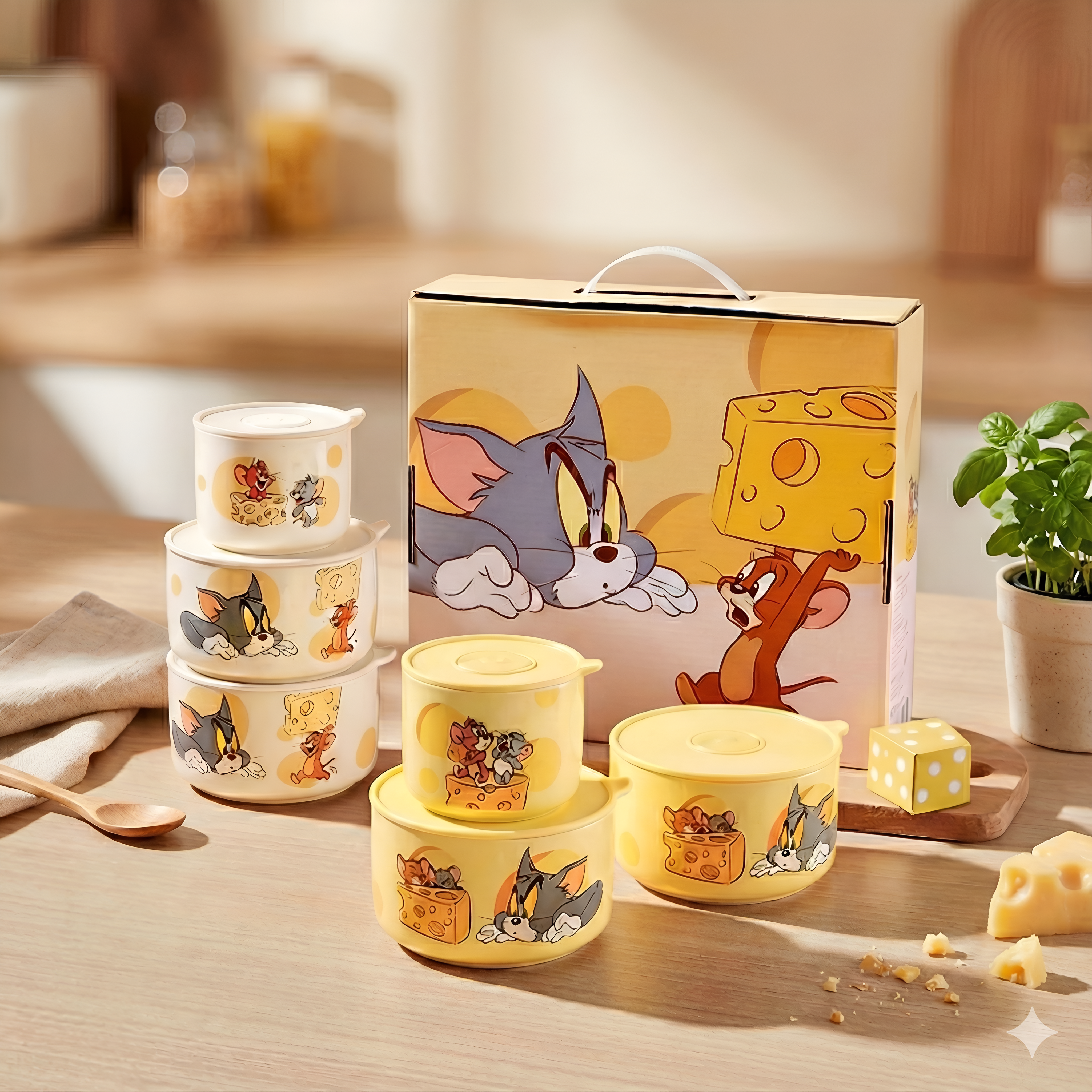 Tom & Jerry Containers Set – Smooth surface makes cleaning quick