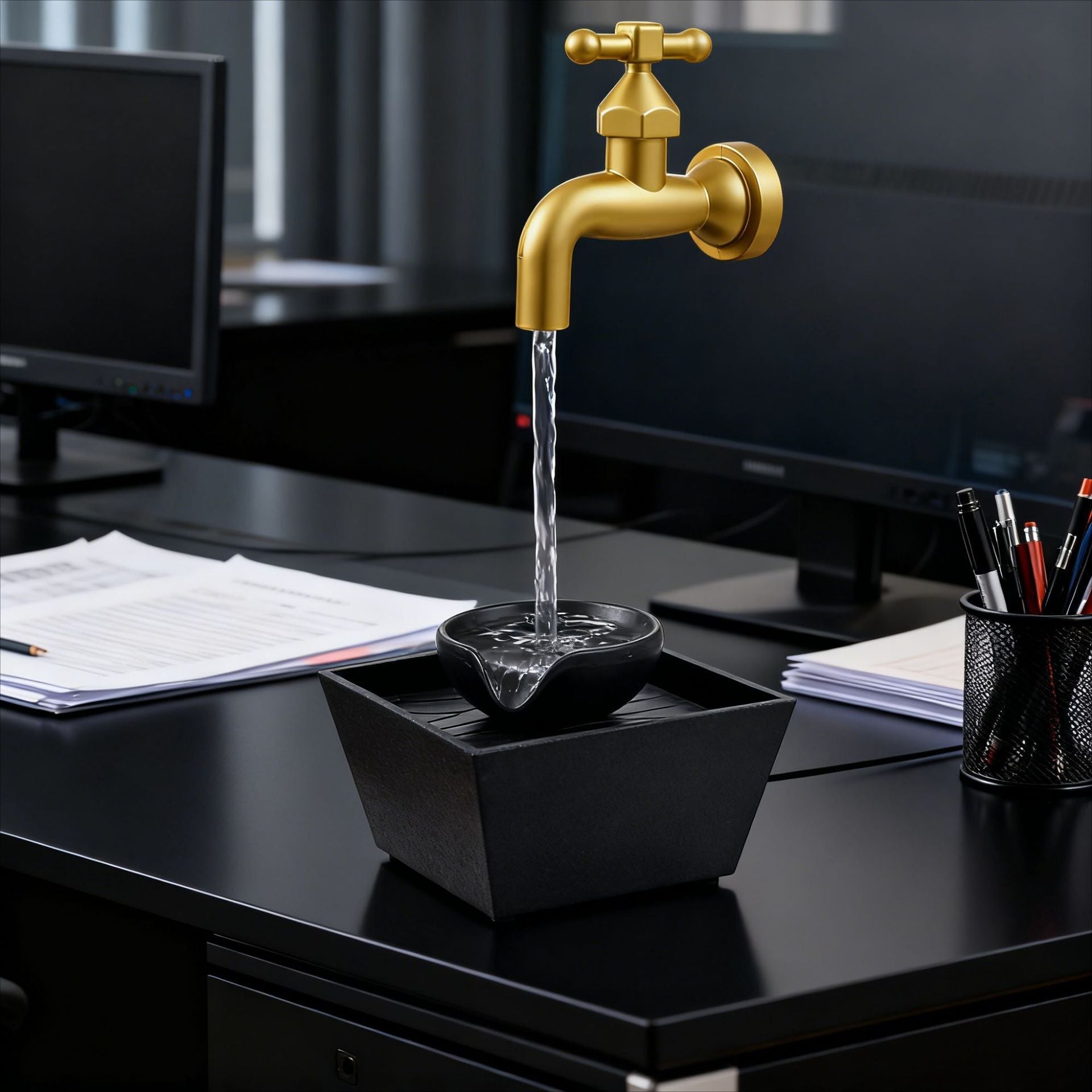 Golden Faucet Fountain – Elegant Design