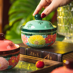 Floral Ceramic Steaming Casserole