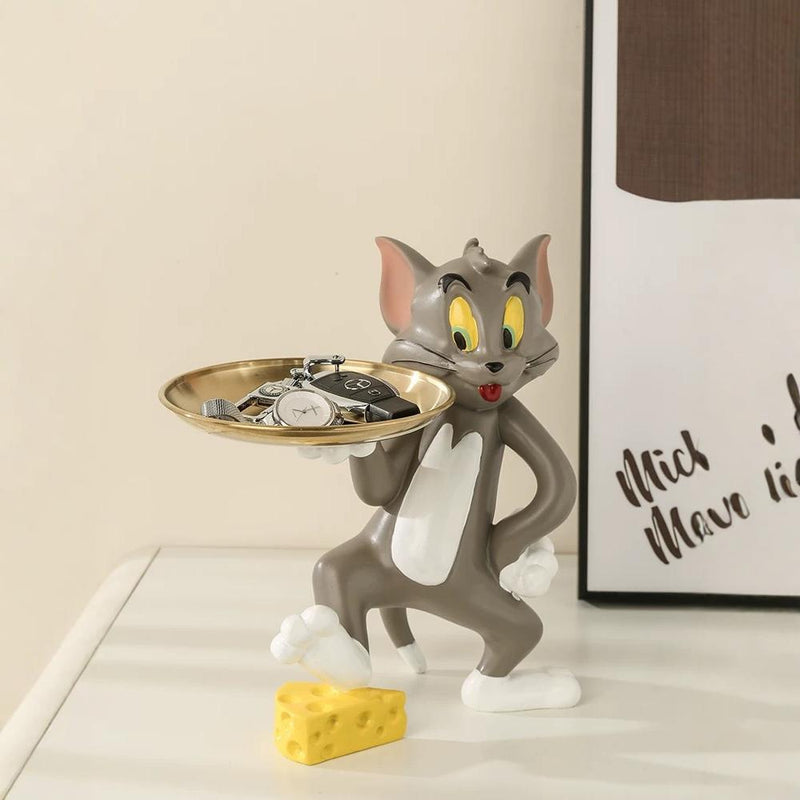 Tom Cat Figure with Gold Tray