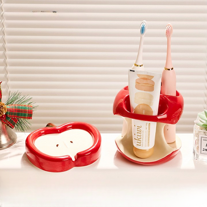 Bitten Apple Toothbrush Holder