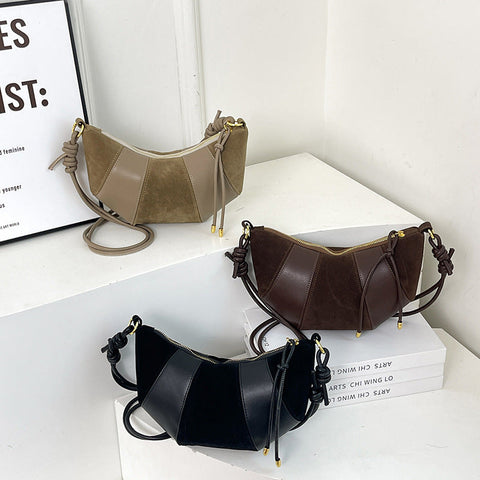 Dual Texture Crescent Bag