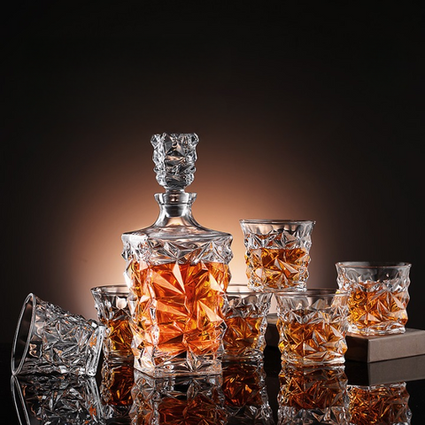 Diamond Cut Glass Bottle