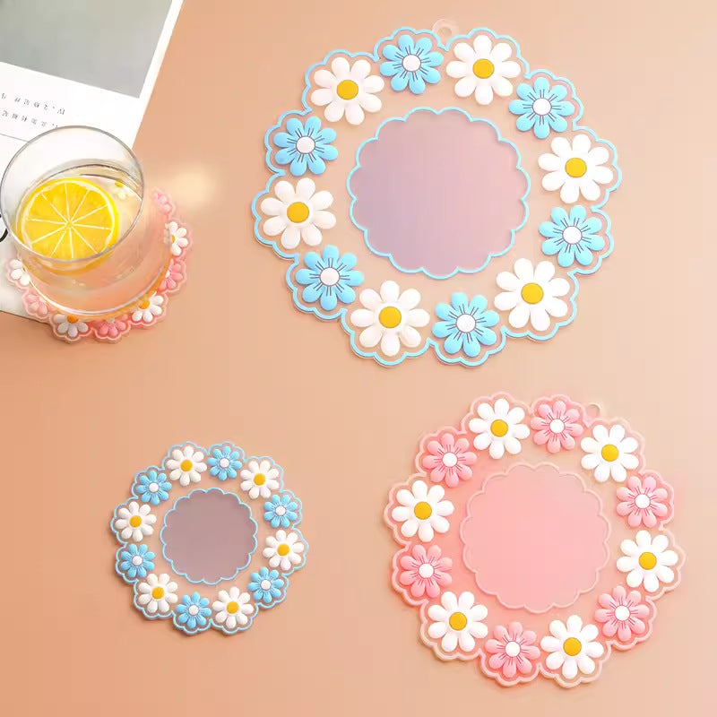 Flower Design Silicone Coasters