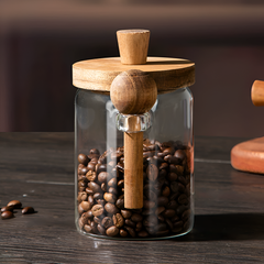 Glass Jar With Wooden Spoon(600 ML)