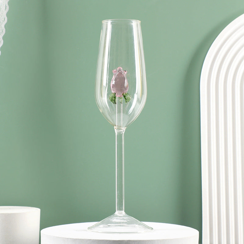 Rose Floral Champagne Glass