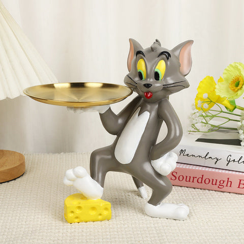 Tom Cat Figure with Gold Tray