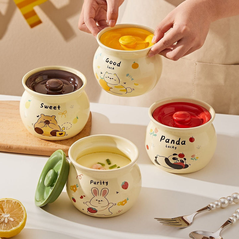 Cute Ceramic Food Pot with Lid