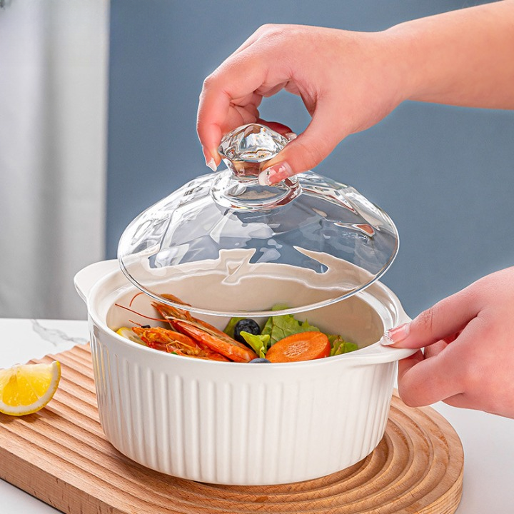 Double Handled Glass Ceramic Bowl – Elegant double-handled design