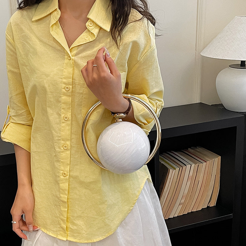 Luxury Round Clutch Bag (White) – Luxury Marble Pattern Design