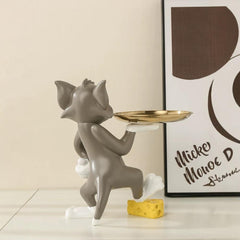 Tom Cat Figure with Gold Tray