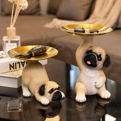 Cute Pug Statue Storage Tray