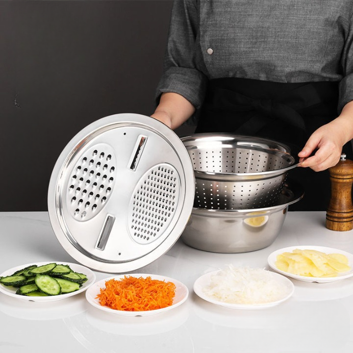 Multifunctional Steel Bowl Set – Airtight & Leak-Proof Lids