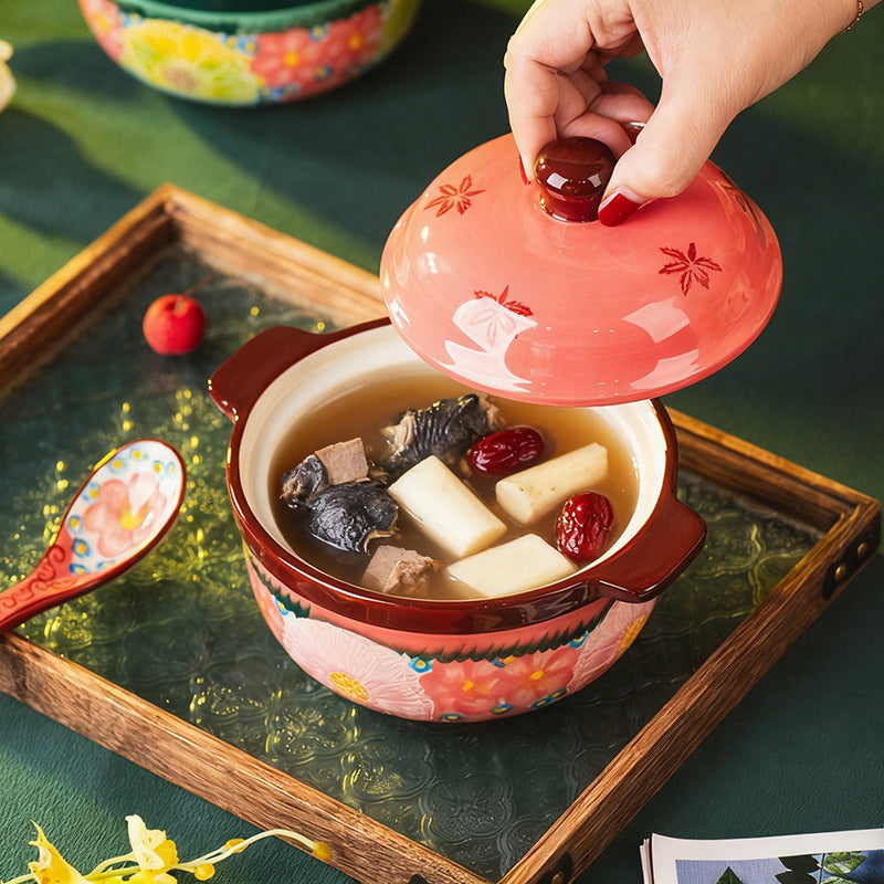 Floral Ceramic Steaming Casserole