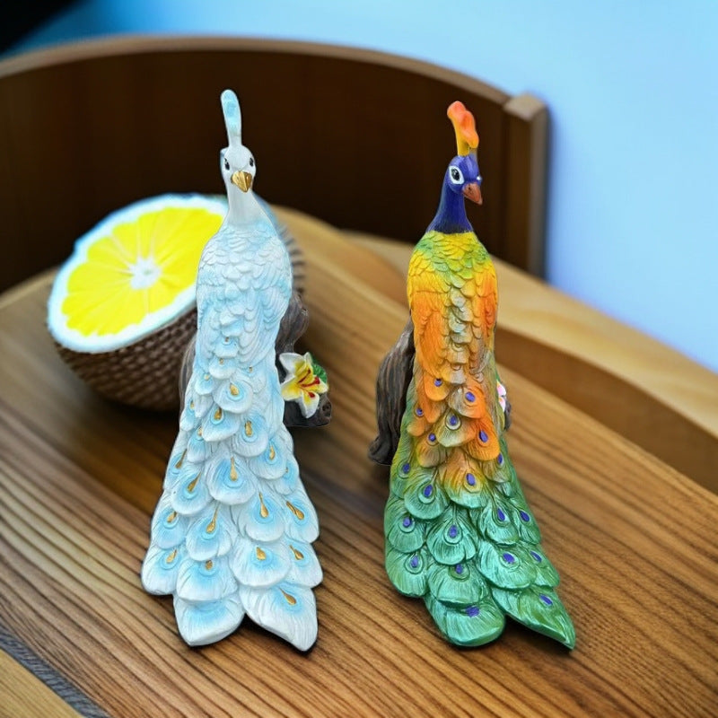Twin Peacock Showpiece