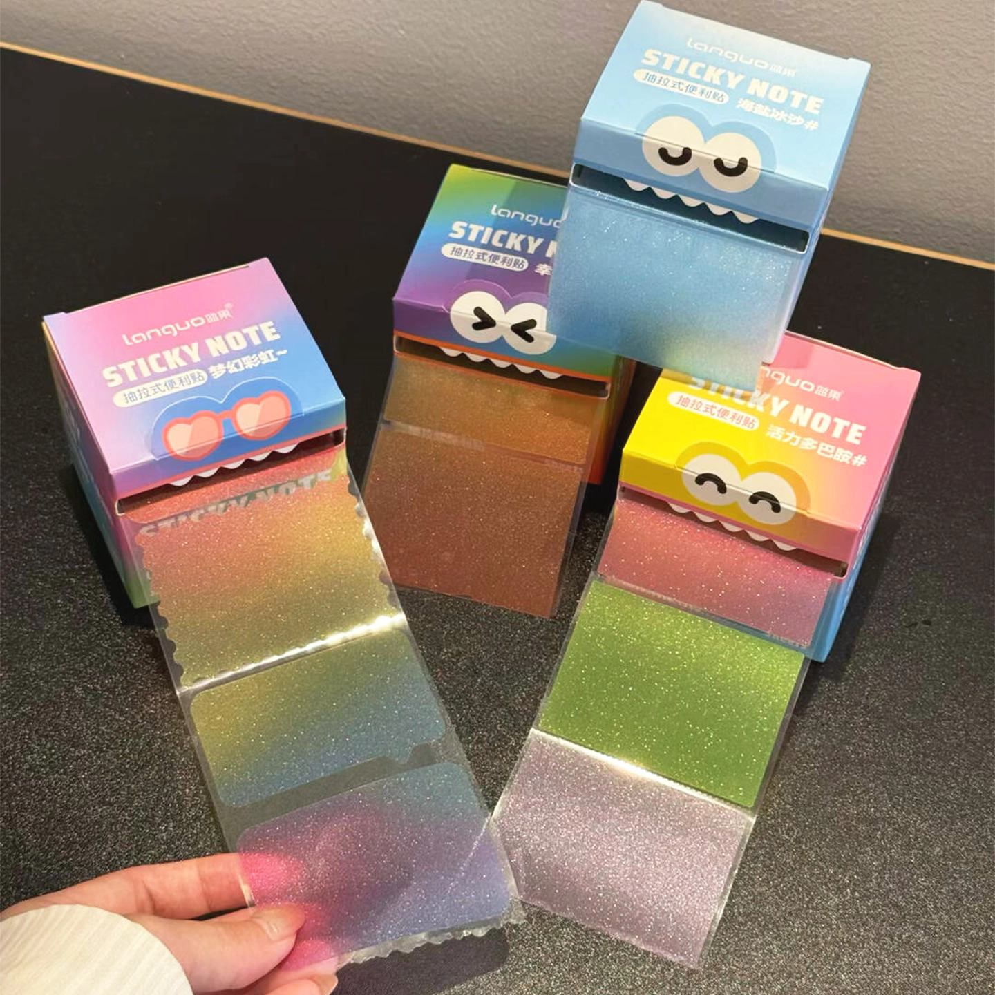 Gradient Glitter Sticky Notes – Large Capacity Roll