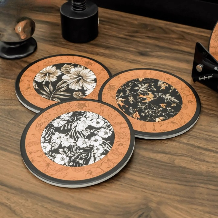 Floral Round Coaster Set