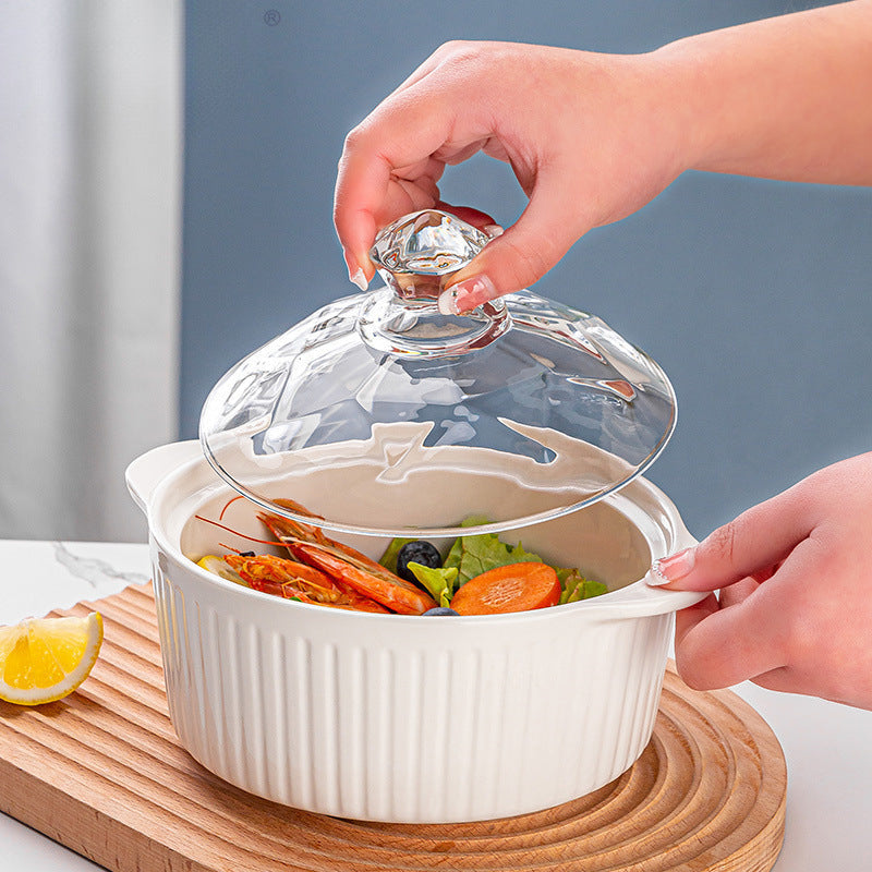Double Handled Glass Ceramic Bowl – Easy to clean surface