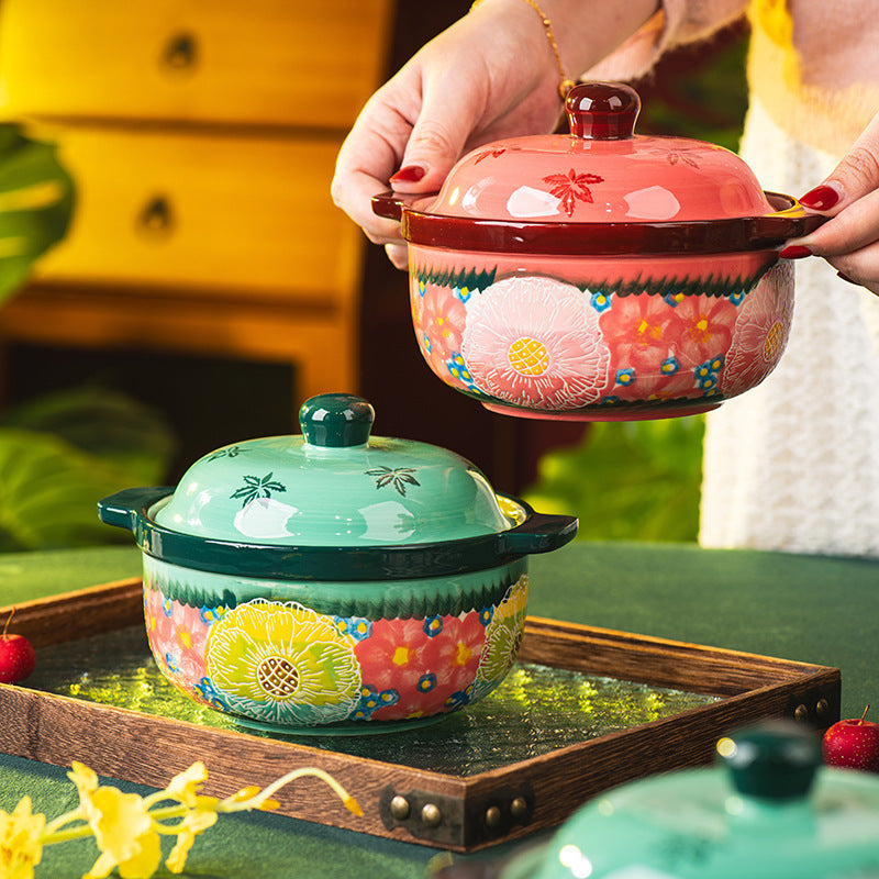 Floral Ceramic Steaming Casserole