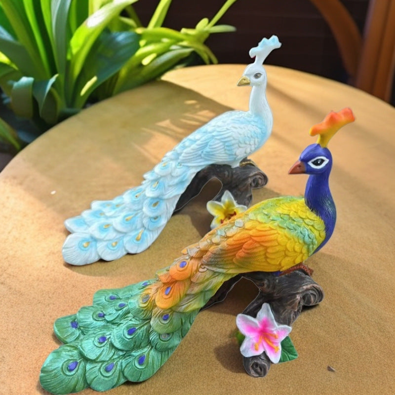 Twin Peacock Showpiece