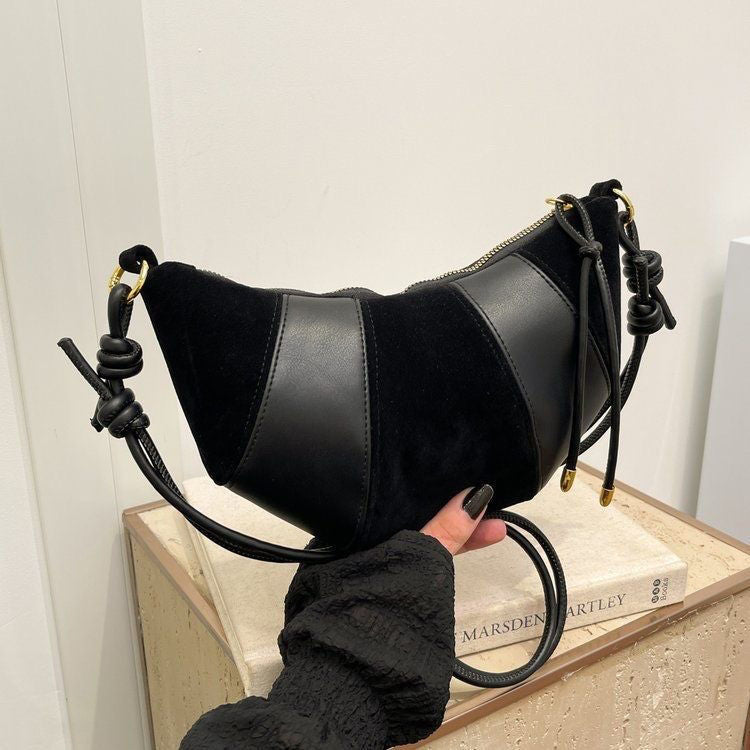 Dual Texture Crescent Bag
