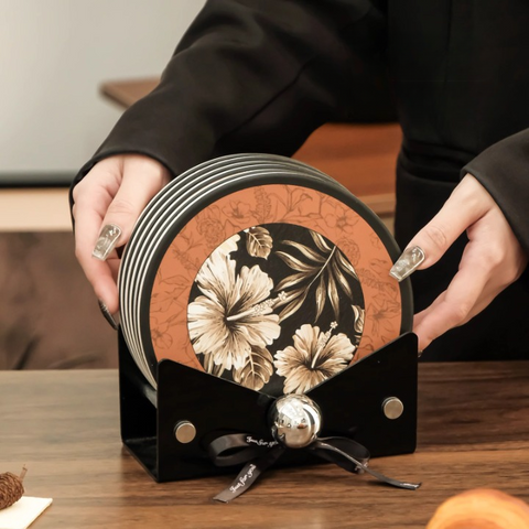 Floral Round Coaster Set