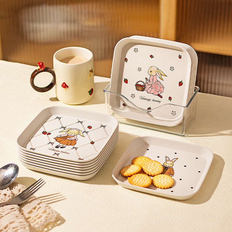 Vintage Bunny Square Plates