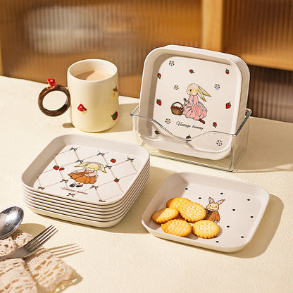 Vintage Bunny Square Plates