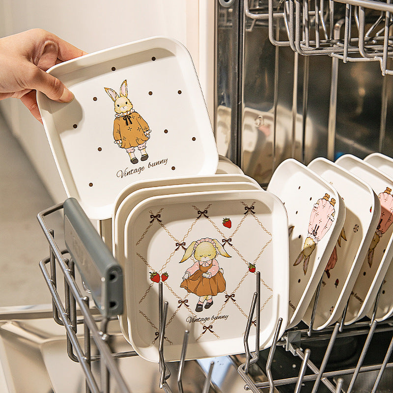 Vintage Bunny Square Plates