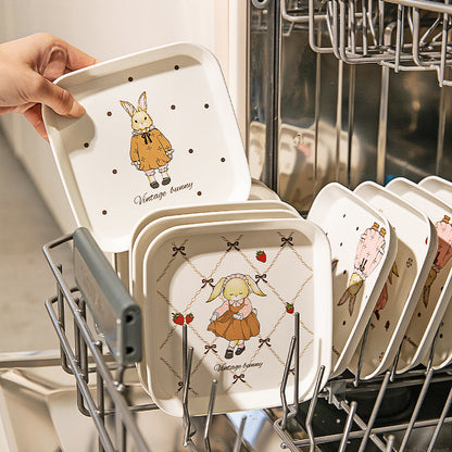 Vintage Bunny Square Plates