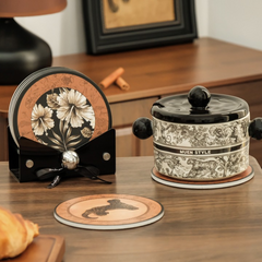 Floral Round Coaster Set