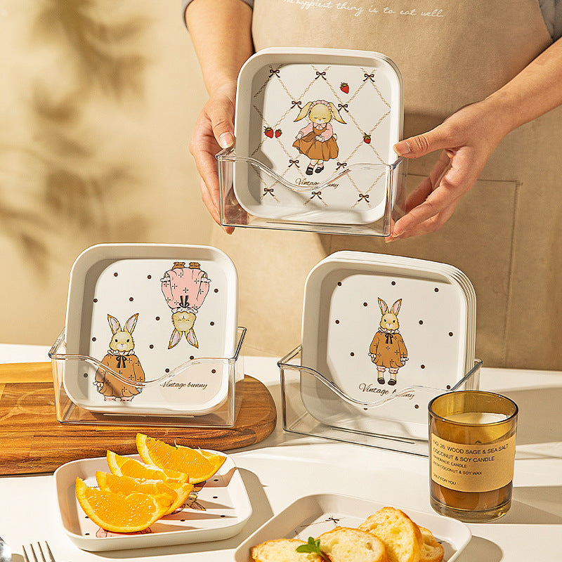 Vintage Bunny Square Plates