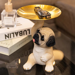 Cute Pug Statue Storage Tray